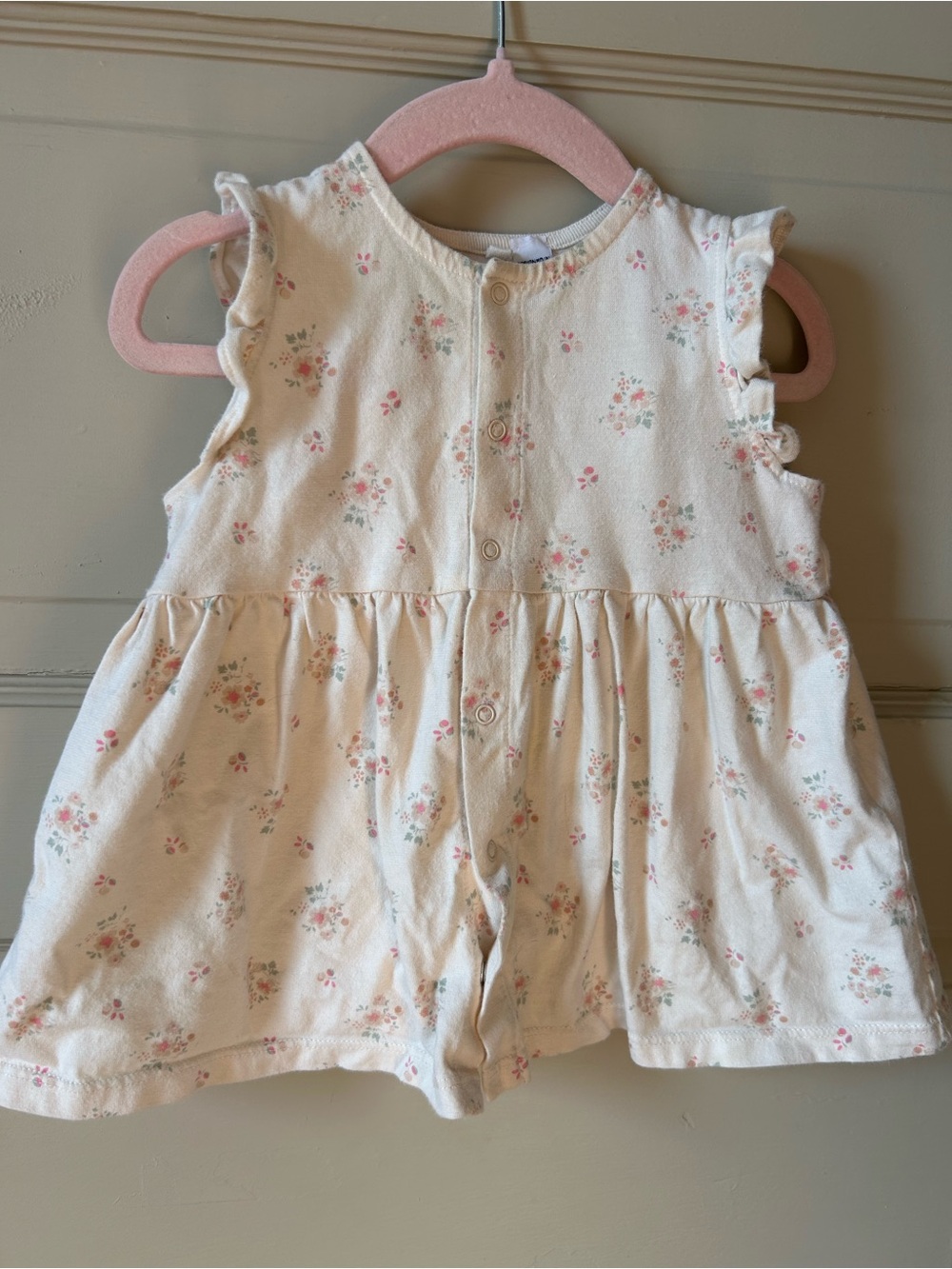 Petite Bateau Cream Floral Summer Dress and Bloomer Set - 6-12m